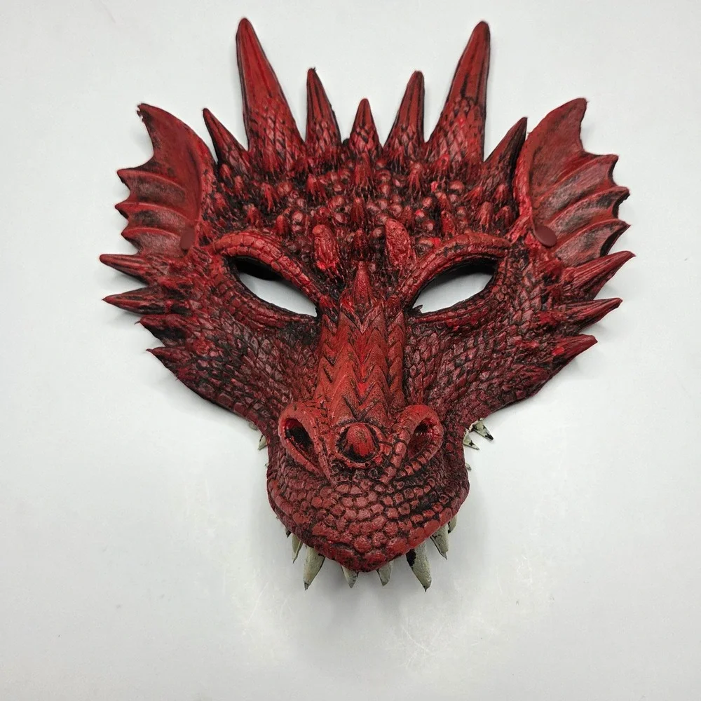 Dragon Mask Red Foam Rubber Cosplay Costume Halloween Adult OSFA Fantasy Monster